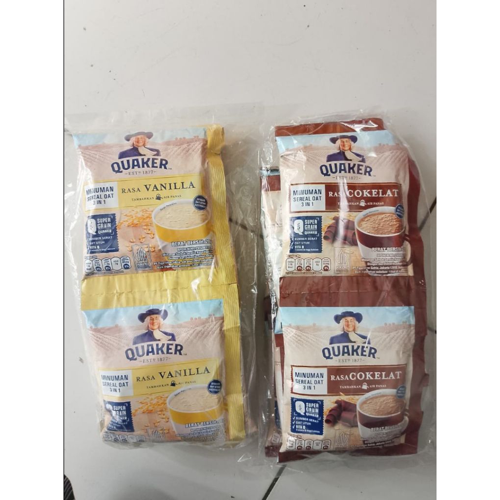 

Quaker Minuman Sereal Oat 3in1 rasa Coklat/Vanila isi 10sachet