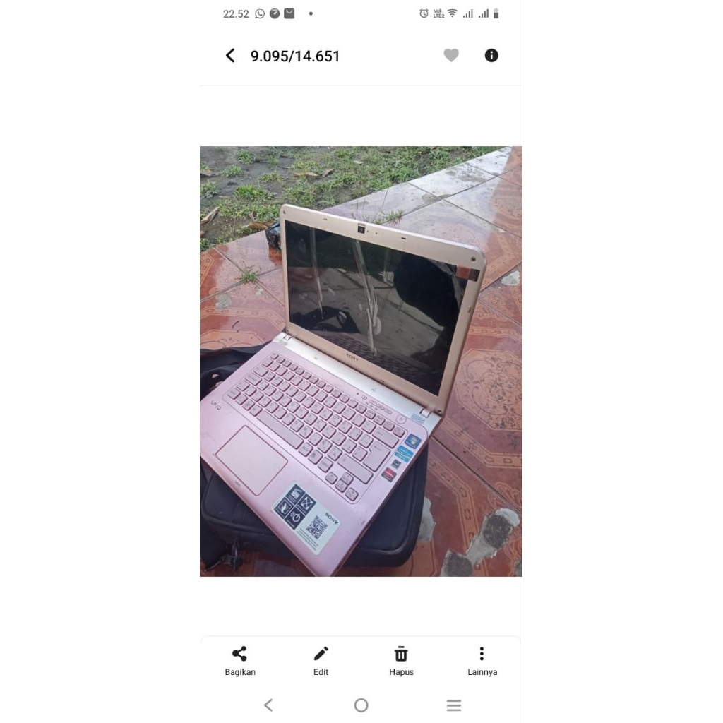 laptop sony baby pink matot