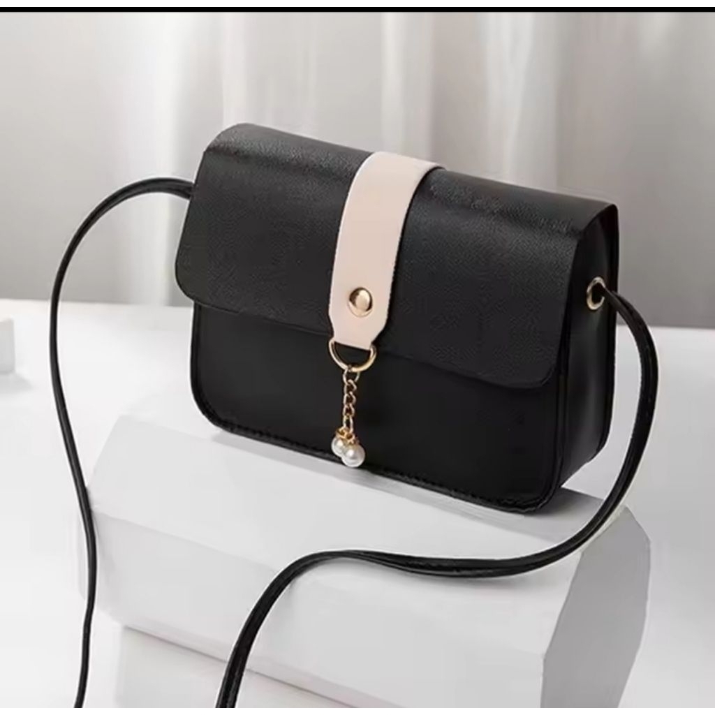 Tas slempang wanita kekinian elegan/dengan aksen mutiara/Sling bag cewek Korea style