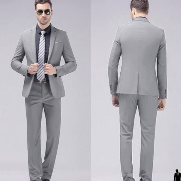 KODE F87U jas dan blazer setelan pria formalcasual warna abu muda