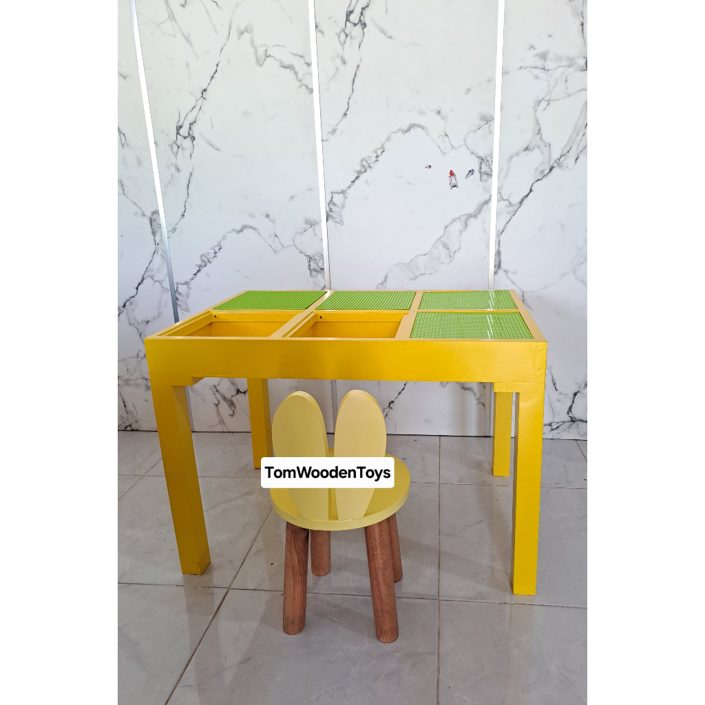 Satu Set Meja Kursi Lego Anak Warna