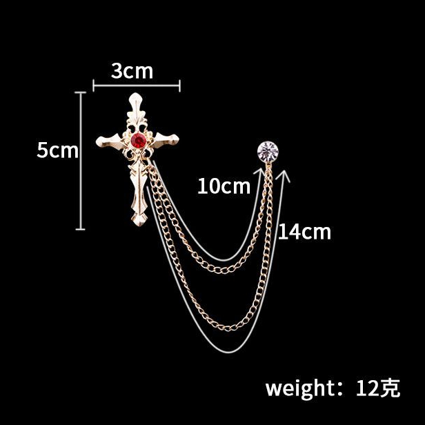 KIAMA - Bros Jas Pin Salib Lapel Pin Rantai Salib Gold Silver