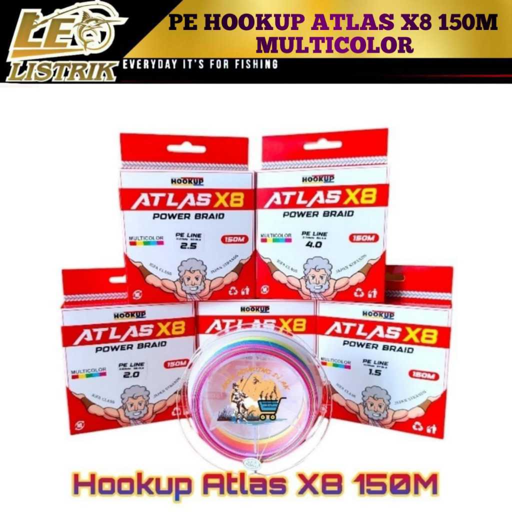 PE HOOKUP ATLAS X8 150M MULTICOLOR SENAR PANCING TERLARIS SENAR PE PANCING TERLARIS