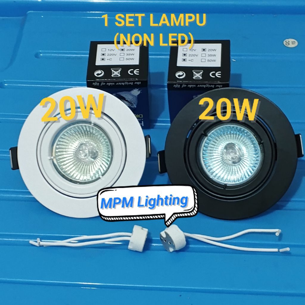 Paket Lampu Spotlight HALOPIKA Mr16 20Watt 220V / Kap Lampu Plafon Halogen Mr16 (NON LED) 20W Kuning