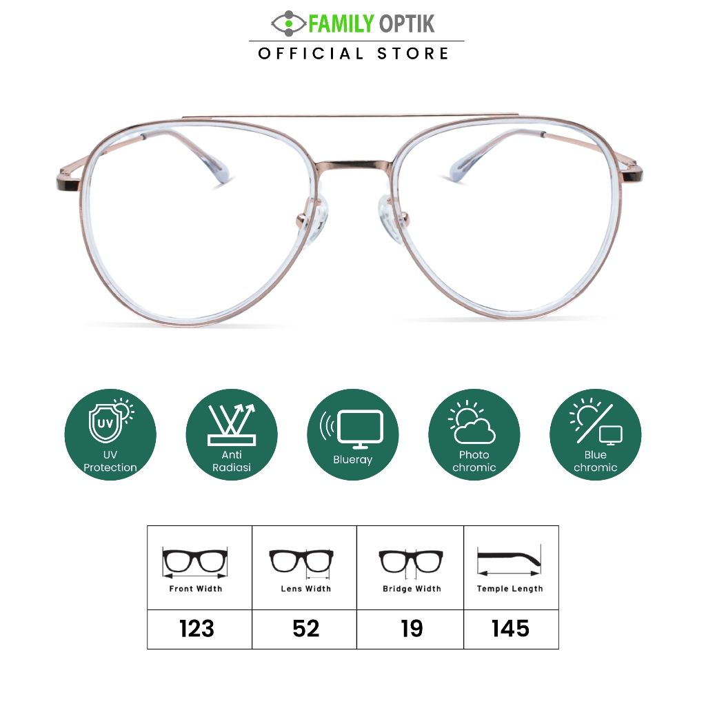Family Optik - Kacamata Vintage Blueray Photocromic Anti Radiasi 20233