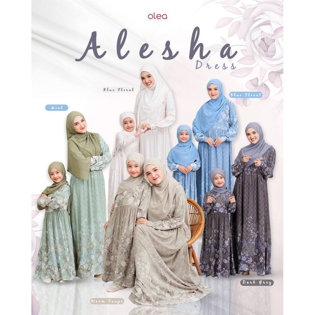 Couple Dress Ibu dan Anak Alesha Couple Dress by Olea Gamis Couple Ibu dan Anak Rayon Motif Bunga Ju
