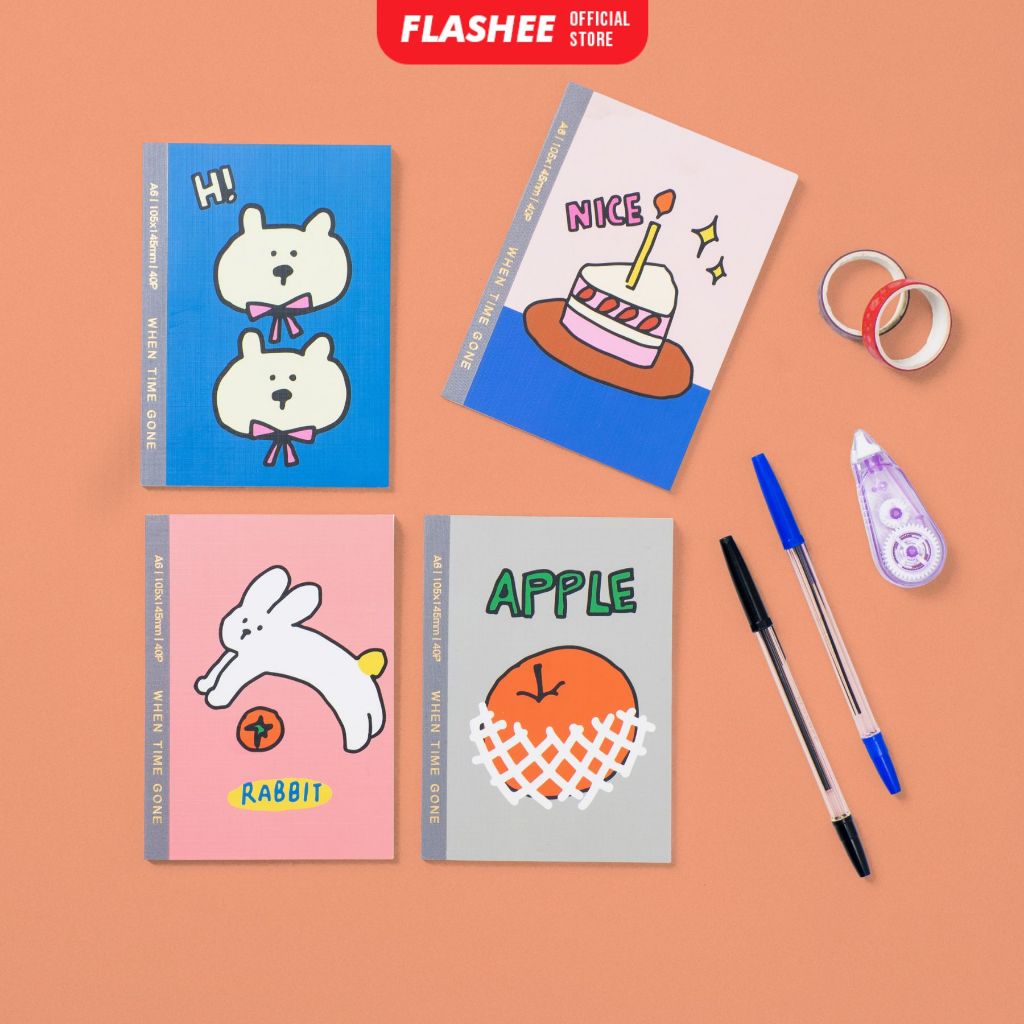 

Flashee Notebook Mini A6 Lucu Motif Kartun Buku Catatan Estetik Imut Motif Kelinci Kue Apel