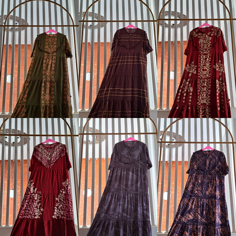 Ariefa Batik - TERLARIS SEKDRESS SUSUN RAYON CANDI MEKAR DRESS BATIK CAP EKSKLUSIF BUSUI KEKINIAN