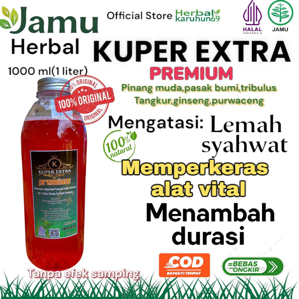 

KUPER EXTRA PREMIUM 1 Liter jamu herbal pinang muda alami pria