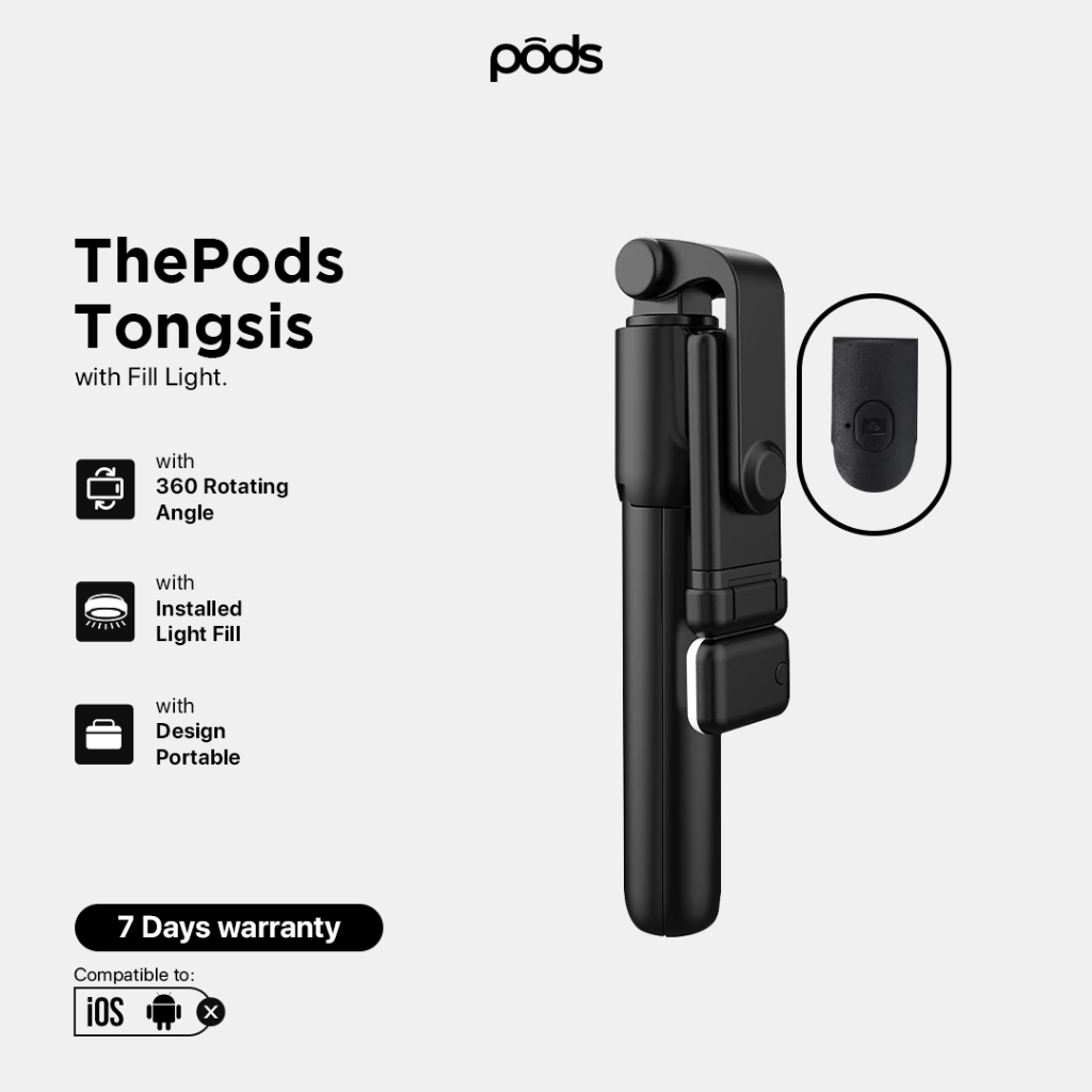 ThePods 3in1 Tripod Tongsis Bluetooth - 3in1 Monopod Tongkat Narsis Penyangga Kamera Smartphone + Re