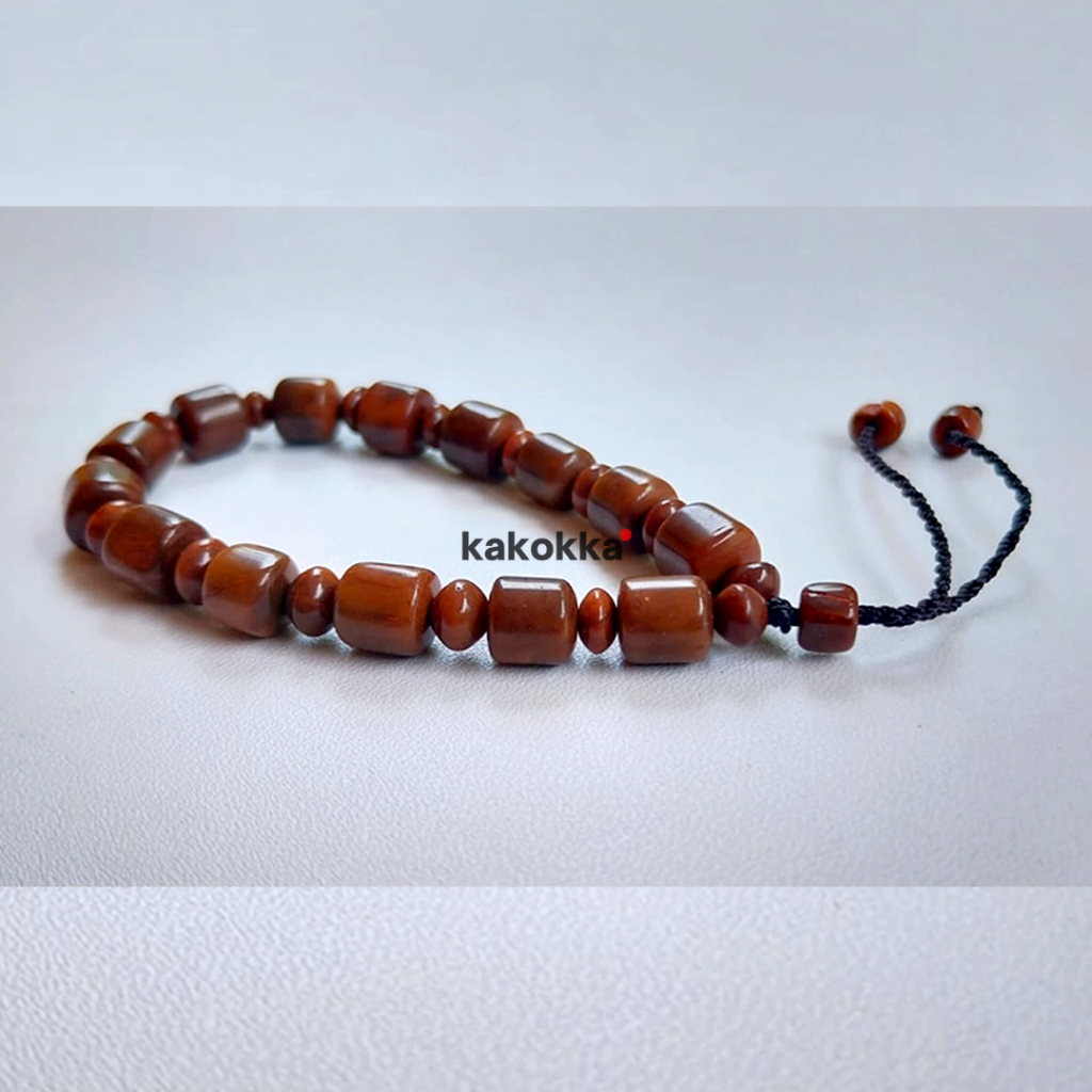 gelang serut kayu kaukah kokka kaoka motif marjan kombi buat pria / wanita cewek / cowok keren model