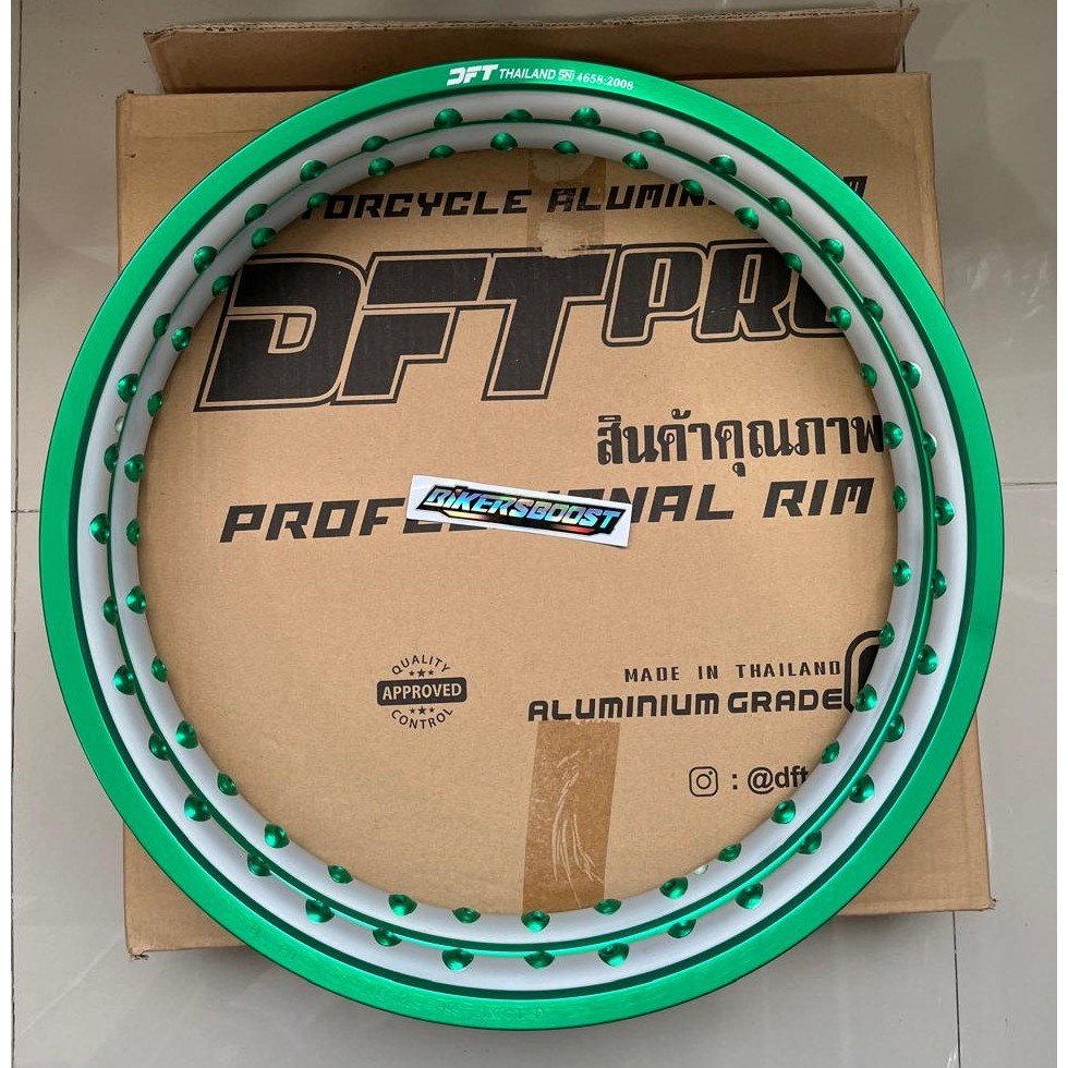 Velg WM DFT Thailand 140 17 depan belakang 2 tone Green silver