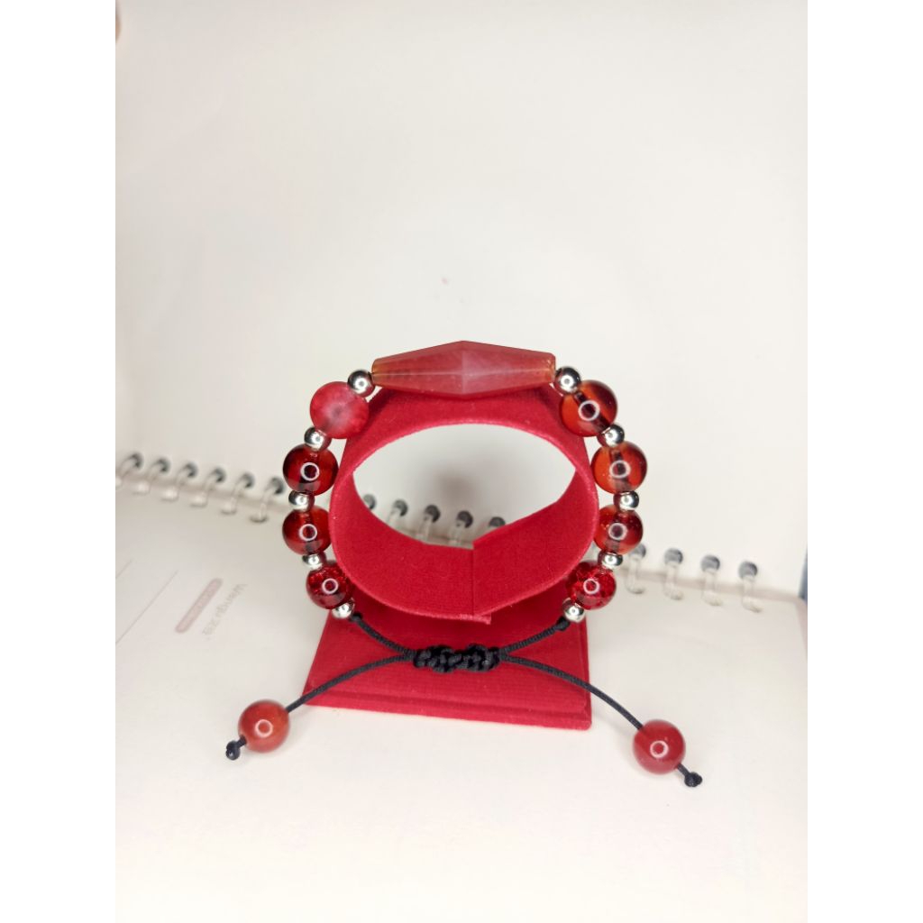 Gelang Lilis Lamiang Dayak - Lamiang Kaca 3 cm Dengan Tali Serut