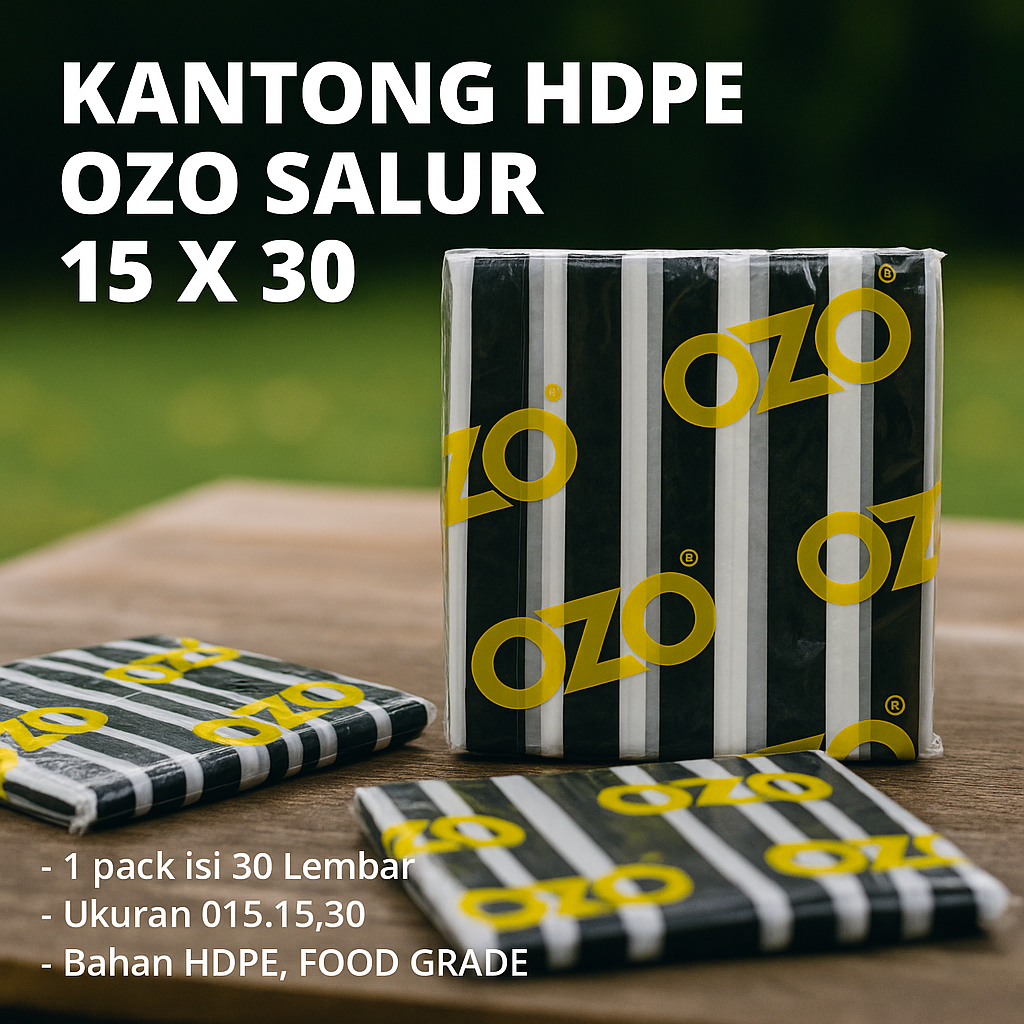 Grosir Plastik Salur Kantong Kresek Plastik HDPE OZO Salur Hitam Putih Ukuran: 015.15.30