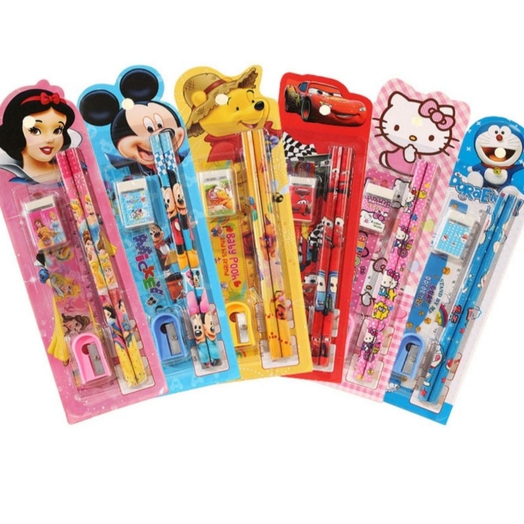 

set alat tulis 5in1 (penghapus, pensil, serutan, penggaris)