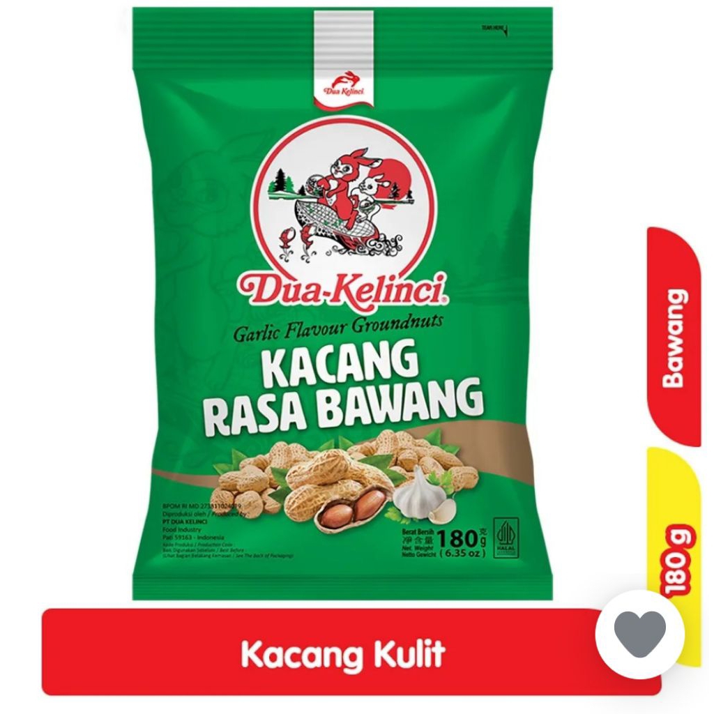 

KACANG KULIT RASA BAWANG DUA KELINCI 180GR