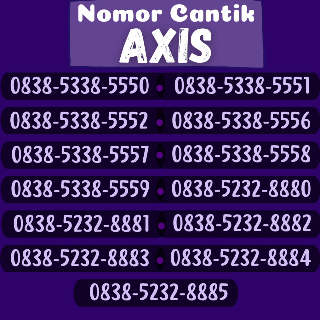 KARTU PERDANA AXIS CANTIK SPESIAL TRIPEL 5 TERLARIS / NOMOR AXIS CANTIK TERLARIS TERMURAH / PERDANA 
