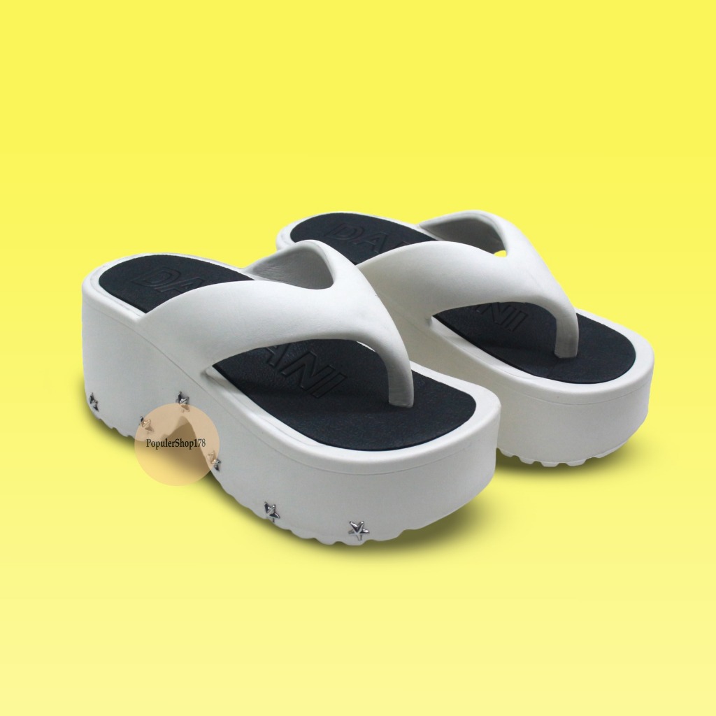 Sandal Wedges Wanita Sandal Karet Antislip Antilicin Tinggi 7cm