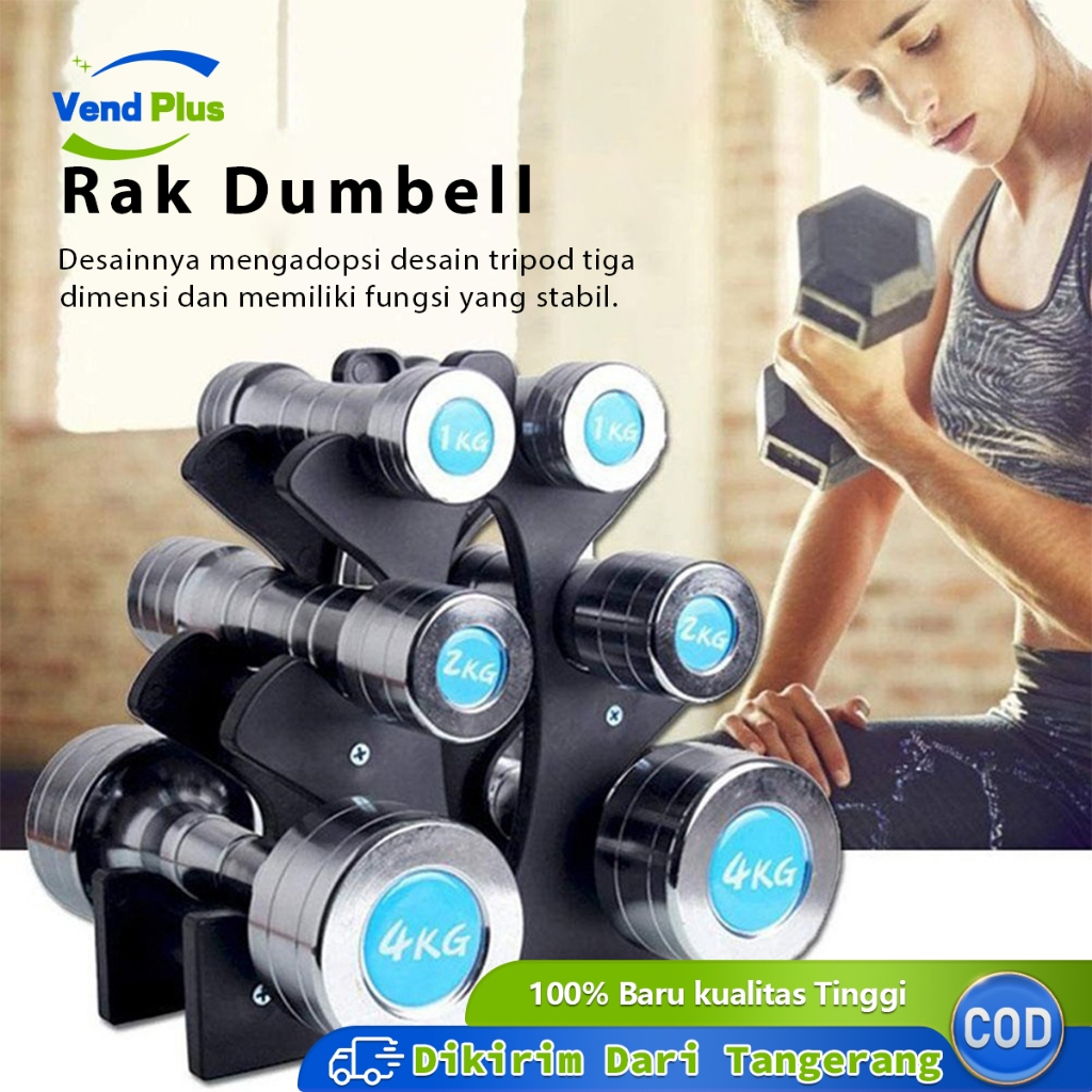 Holder Dumbbell 3 Tingkat Stand Barbel Penyimpanan Dumbel Rak Dumbell Rumah Tangga Berukuran Kecil