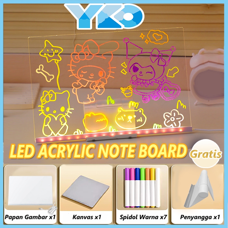 

YKO Acrylic Planner LED Aesthetic Akrilik Drawing Papan Night Light DIY Lukisan Transparan Board