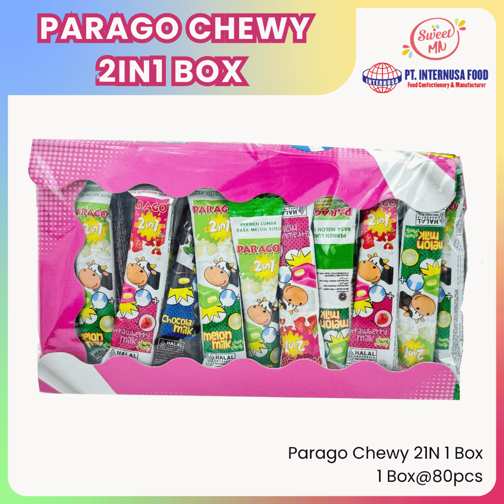 

Permen Parago Chewy Candy 2in1 Box. 1 Box isi 80 pcs