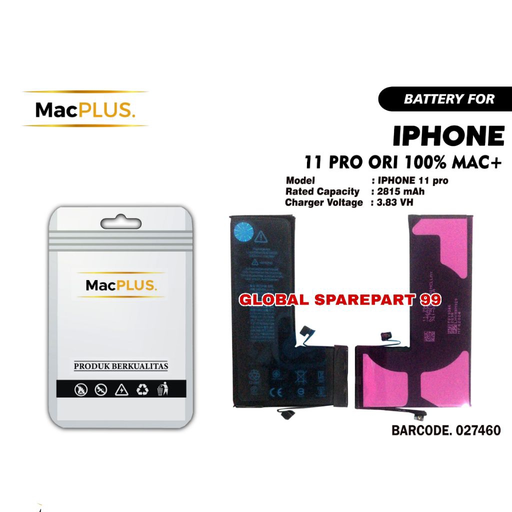 BATERAI IPHONE 11 PRO / IP 11 PRO ORI 100% MAC+ BATERAI BATTERY BATRE