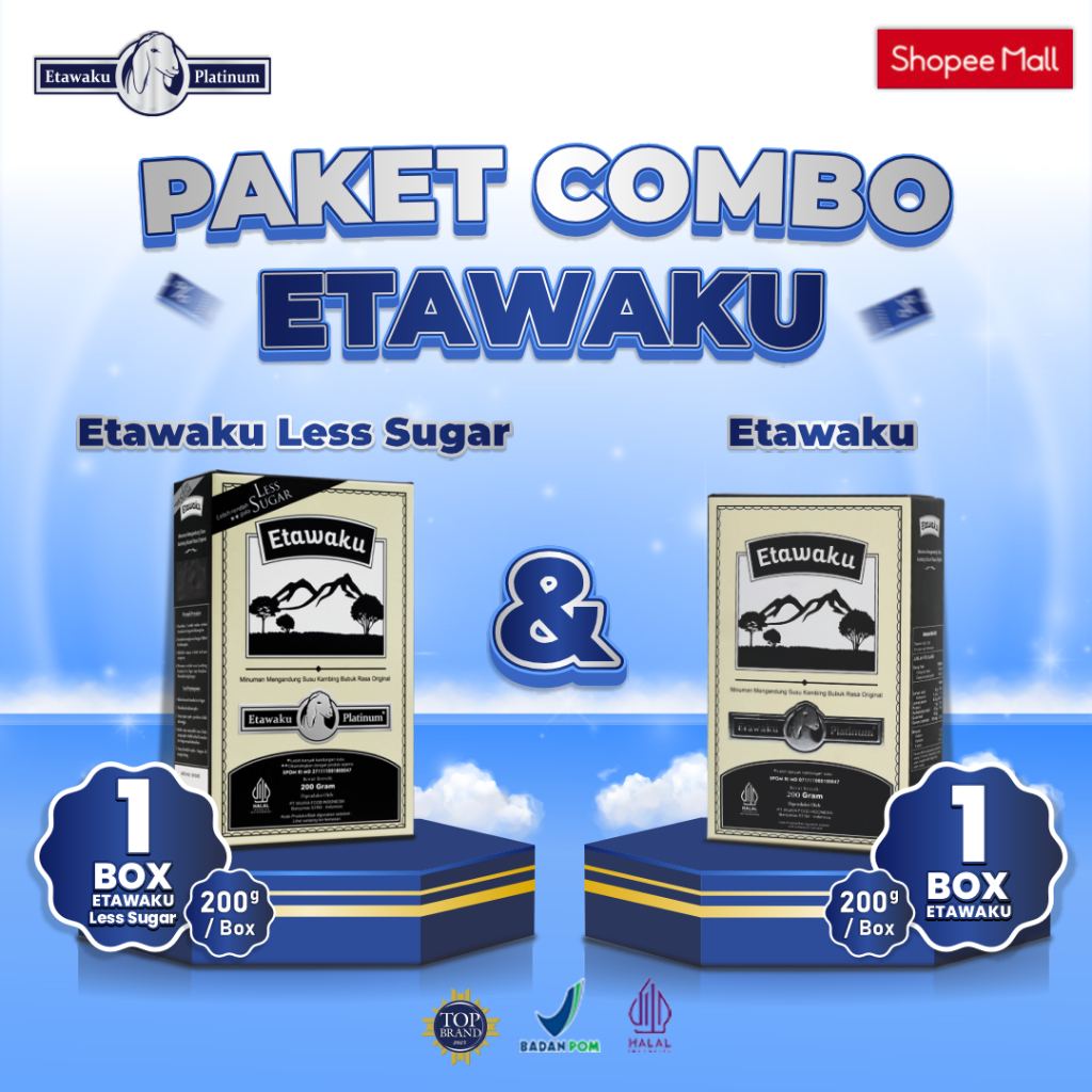 

Paket Bundling Etawaku Platinum 1 Box + 1 Box Etawaku Less Sugar