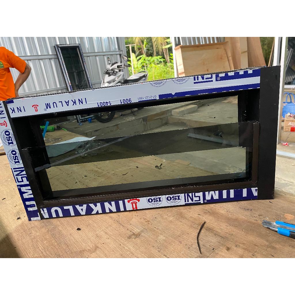 JENDELA BOVEN VENTILASI ALUMINIUM KACA ZIGZAG UKURAN BISA CUSTOM