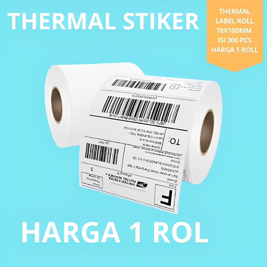 

Kertas Label Sticker Resi Thermal Barcode 78x100 mm Gulung Isi 300 pcs / kertas resi thermal 78 x 100 / resi thermal roll 78x100