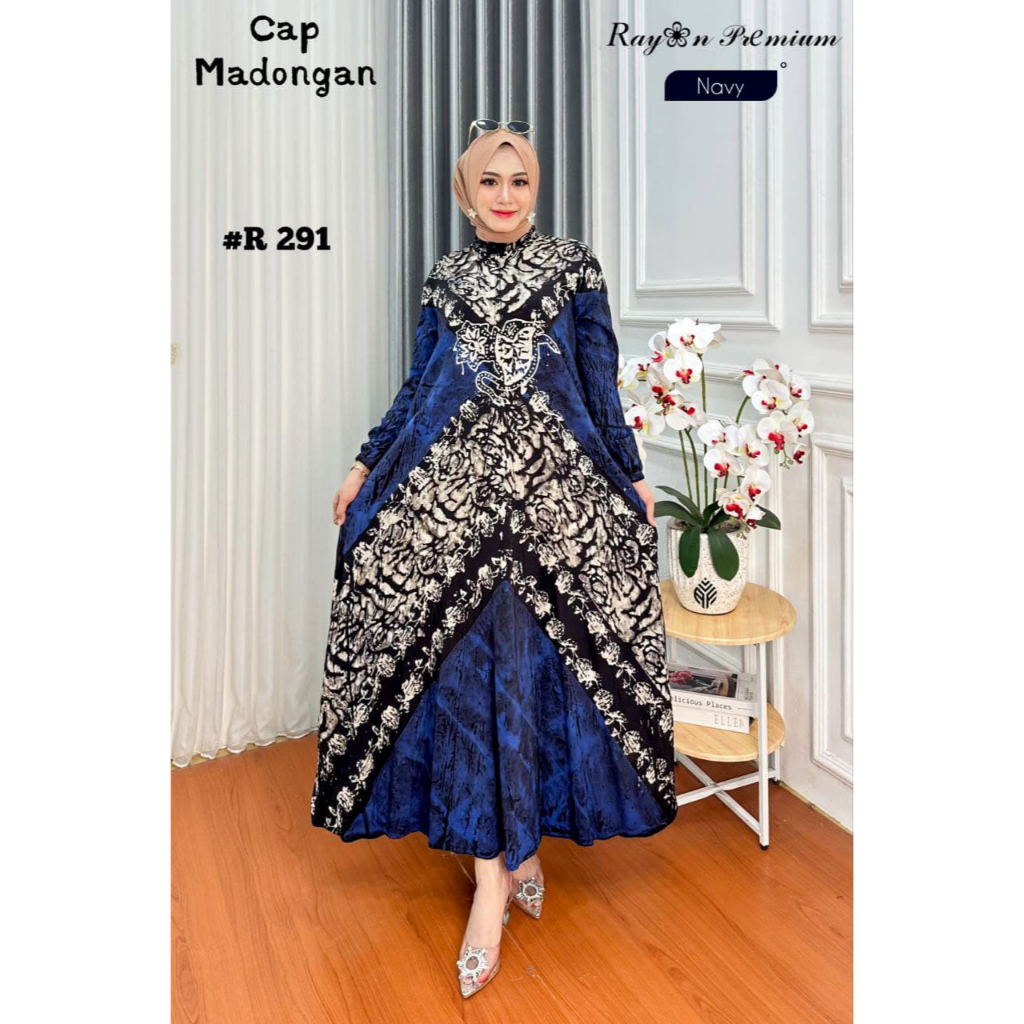 terbaru Gamis Rayon Premium ori pekalongan cap madongan gamis twill abstrak malaman
