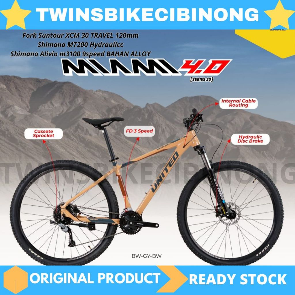 Sepeda Gunung MTB 27,5 UNITED MIAMI 4.0 9SPEED SHIMANO ALIVIO ALLOY