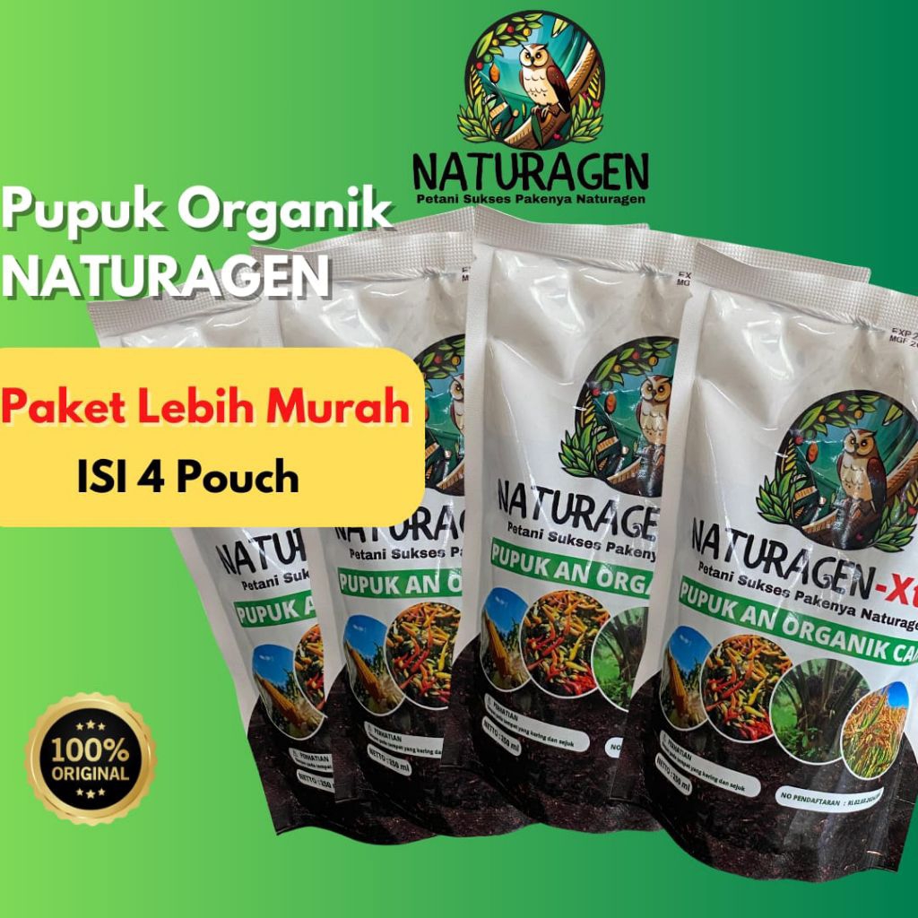 4 Pouch Naturagen Extra cair isi 250 ml Paket Mega Super Hemat ORI garansi resmi Bisa COD pupuk Natu