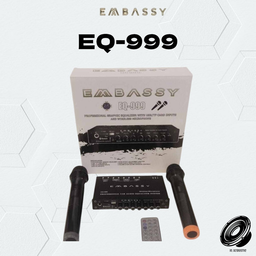 Parametrik Equalizer EMBASSY EQ-999 BLUETOOTH karaoke 2 mic wireless pre amp Embassy EQ-999