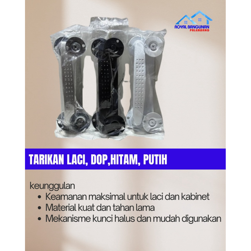 Tarikan Laci Dop Bulat Tanam – Hitam / Putih – Handle Lemari Minimalis