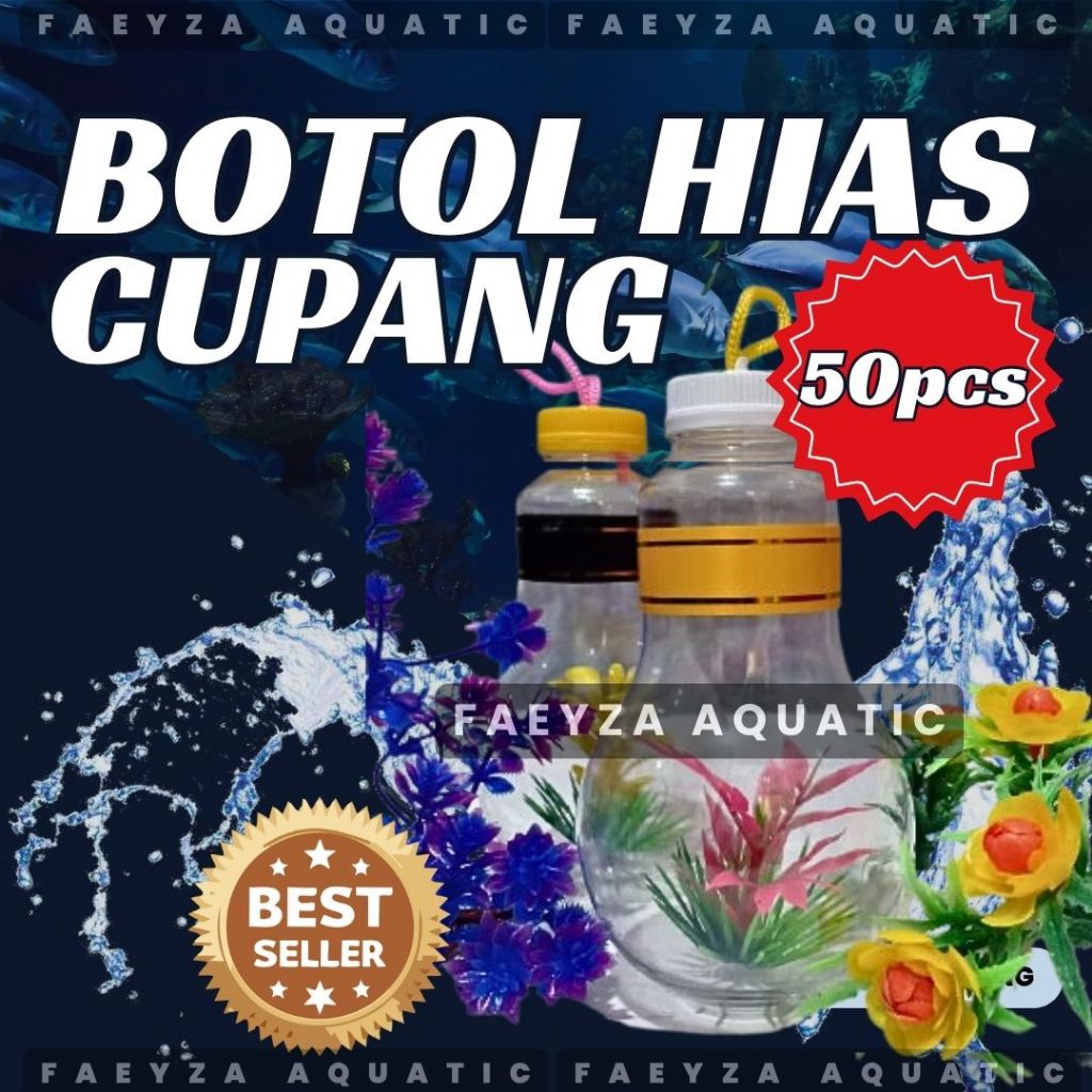 [PAKET HEMAT 50 PCS] Botol Ikan Cupang Bentuk Bohlam Estetik - Botol Hias Unik dengan Tali & Bunga