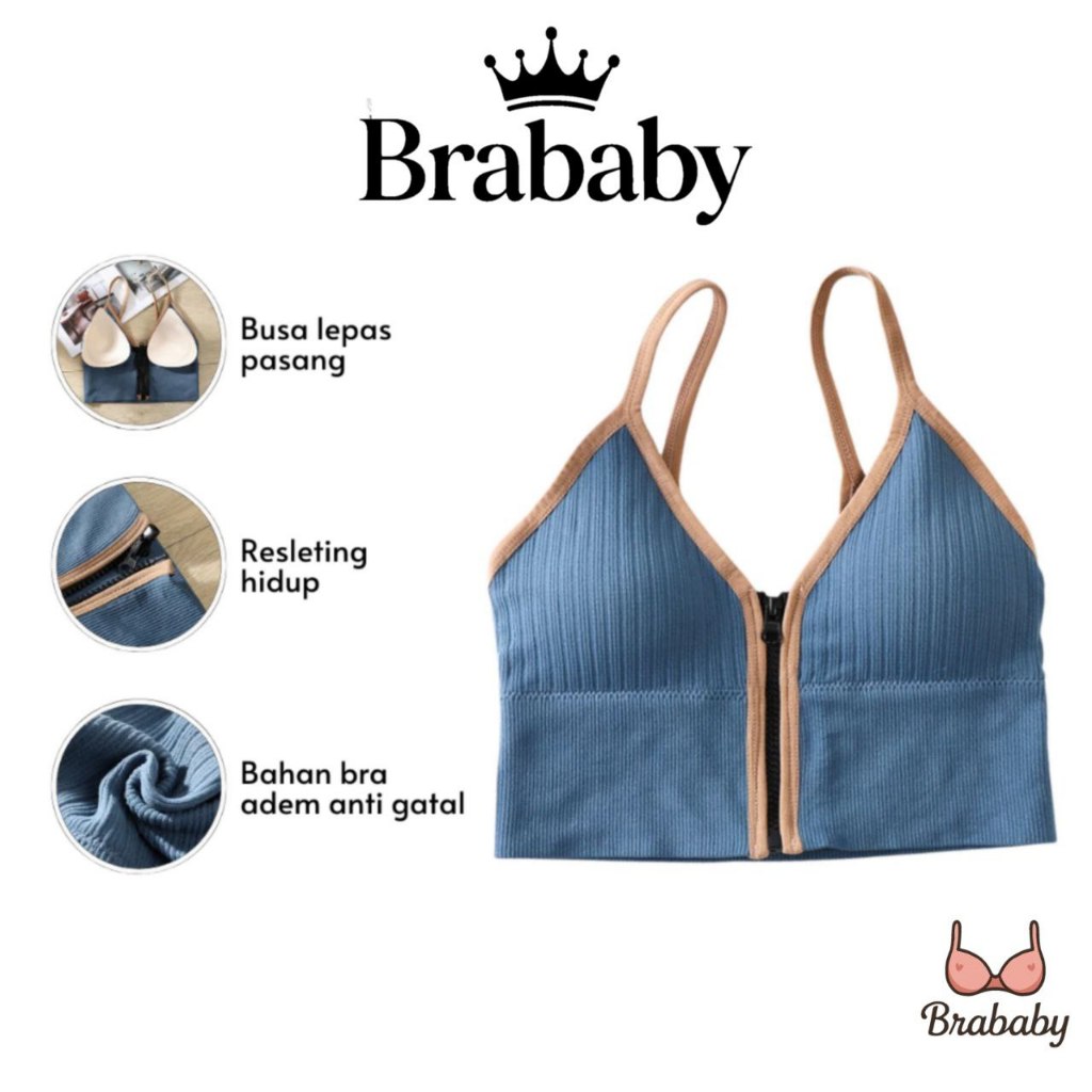Bra Baby - Tanktop Bra Crop Top Korea Model Resleting Tanpa Kawat BH Push Up- B7709