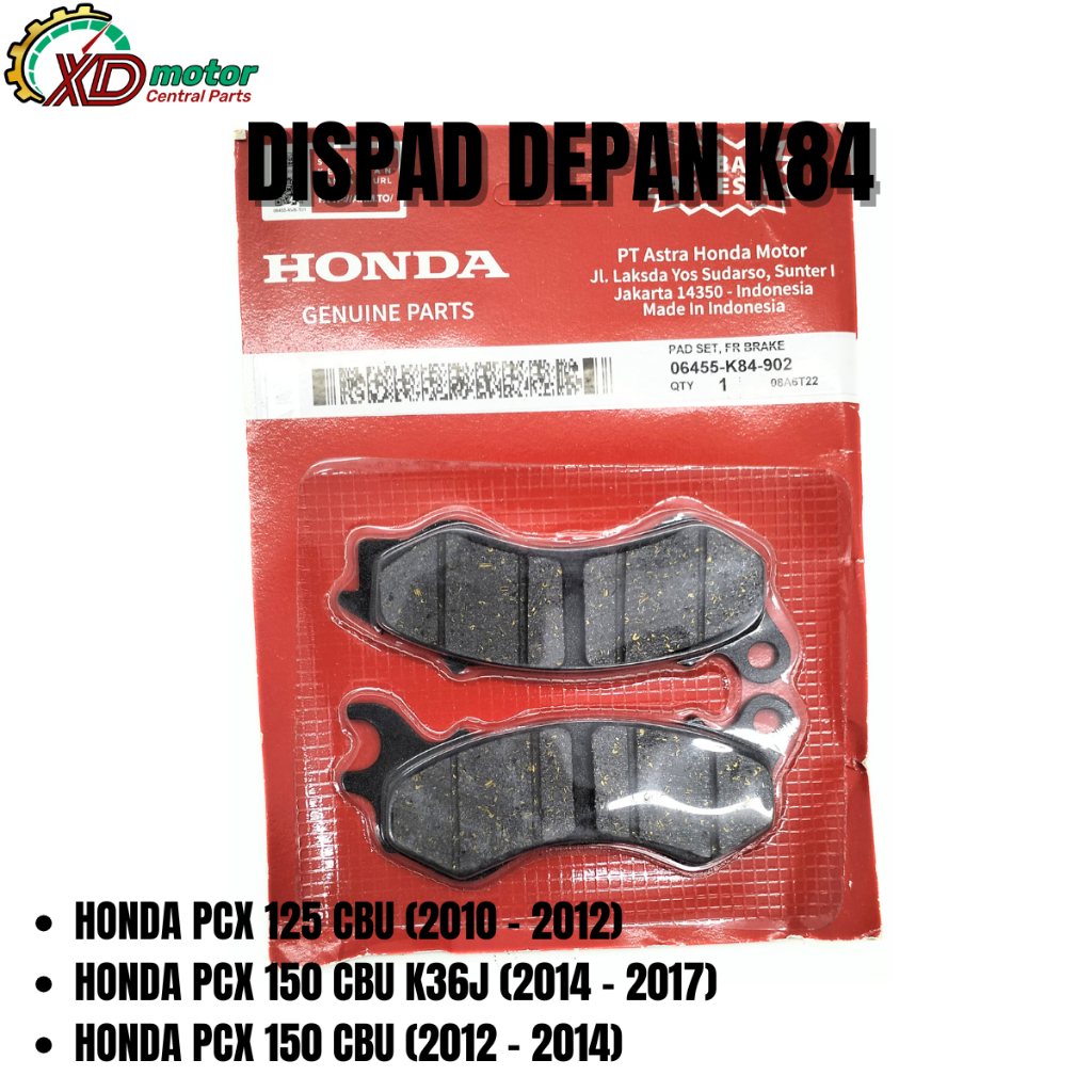 DISPAD DEPAN KAMPAS REM DEPAN K84 HONDA PCX 125 CBU PCX 150 CBU K36J PCX 150 CBU