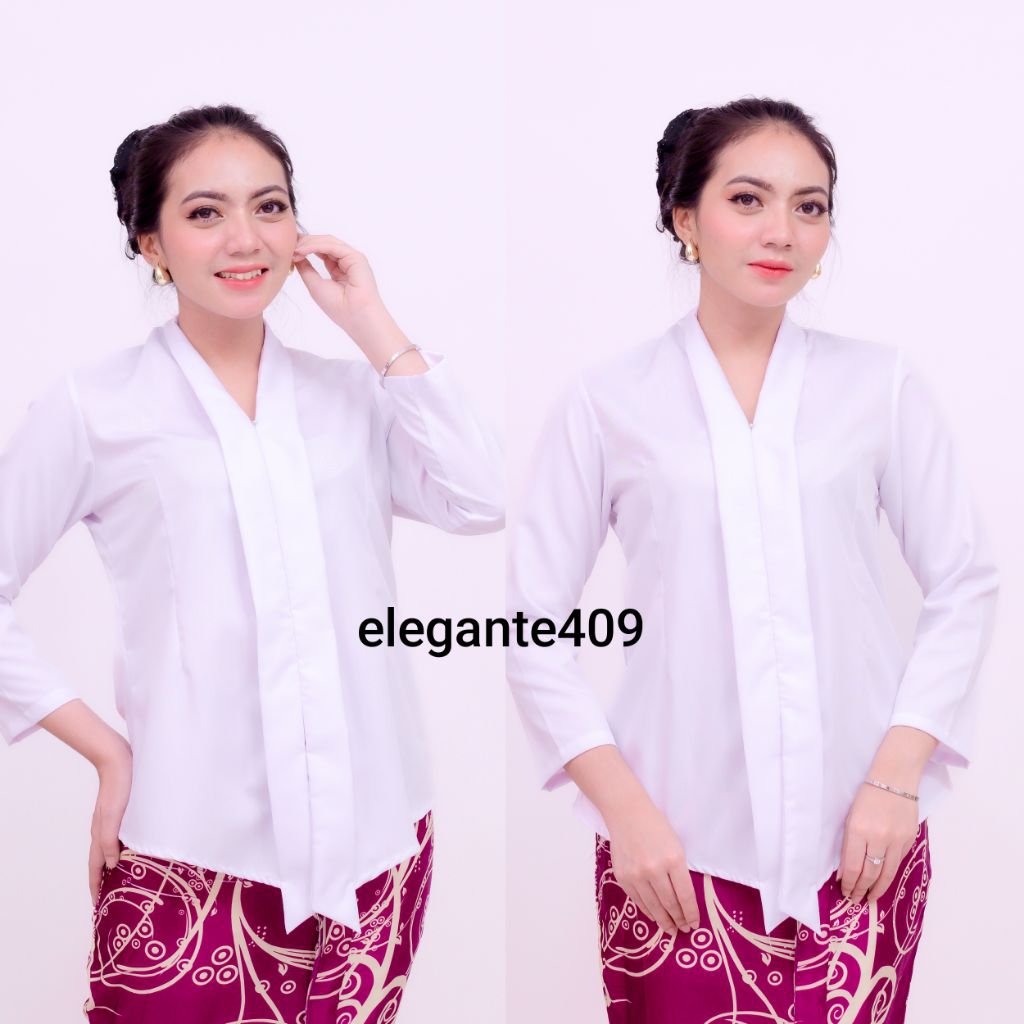 KEBAYA MODERN PUTIH BERSIH MATERIAL BAHAN KATUN