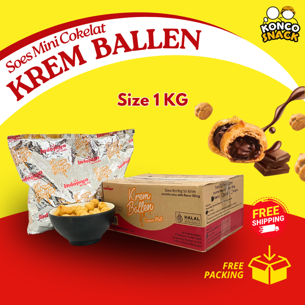 

Kue Sus / Soes Mini Kering Isi Krim Cokelat Lumer 1 Kg - Indojaya Soes, Merk Krem Ballen