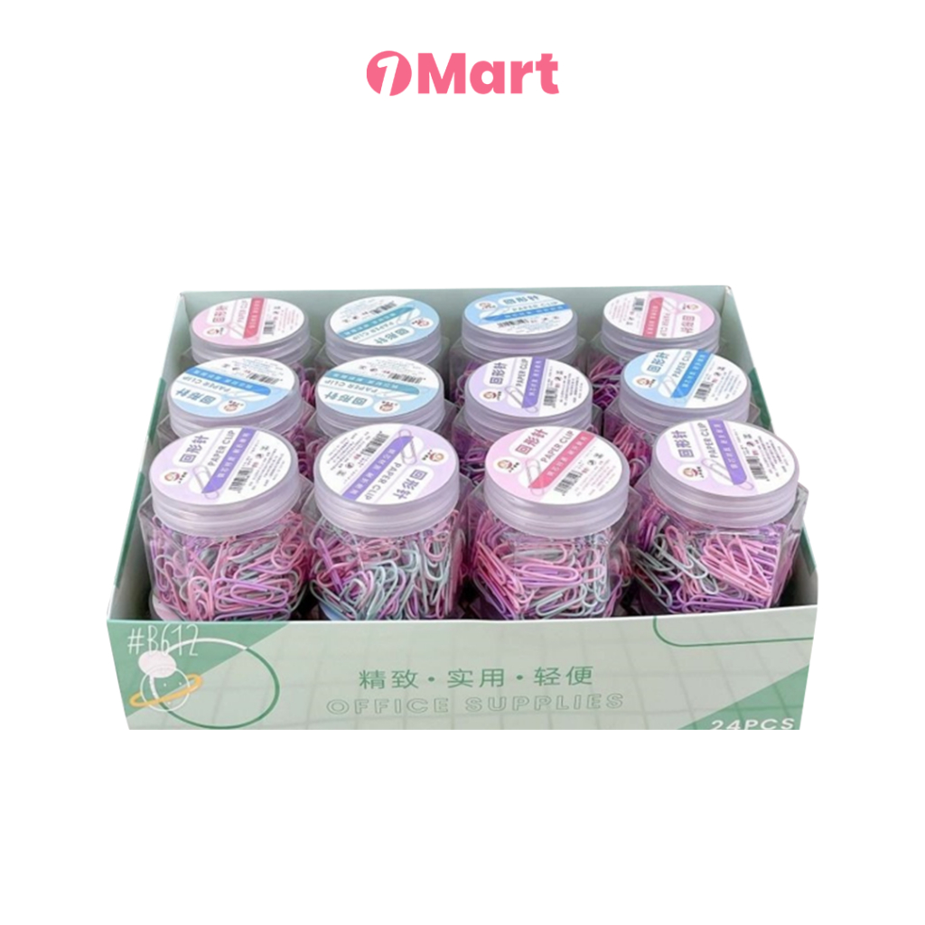 

1MART Klip Kertas Warna Pastel dalam Jar Lucu
