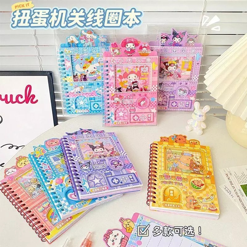 

Buku Tulis Mesin Gacha Lucu Capybara Kuromi Cinnamoroll Melody/ Notebook Sticker Mini Vending Machine