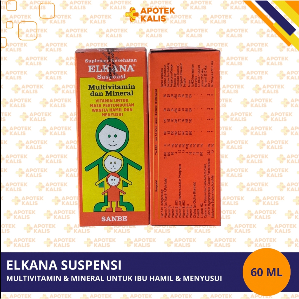 ELKANA SUSPENSI MEMENUHI KEBUTUHAN VITAMIN PADA ANAK DAN IBU HAMIL ATAU MENYUSUI 60 ML