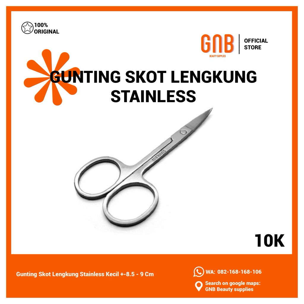 

GUNTING SKOT LENGKUNG STAINLESS | Gunting kecil lengkung stainless steel, Gunting 3in1 bisa di gunakan untuk mengunting skot mata, merapihkan alis, mengunting tulang bulumata