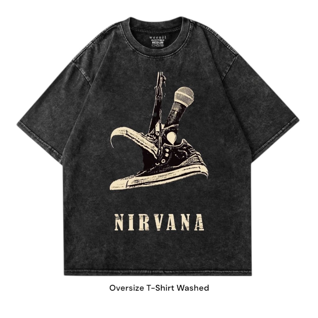 Kaos Oversize Stonewash " NIRVANA 05 " | T Shirt Washed Oversize Unisex | Kaos Washed | Kaos Vintage