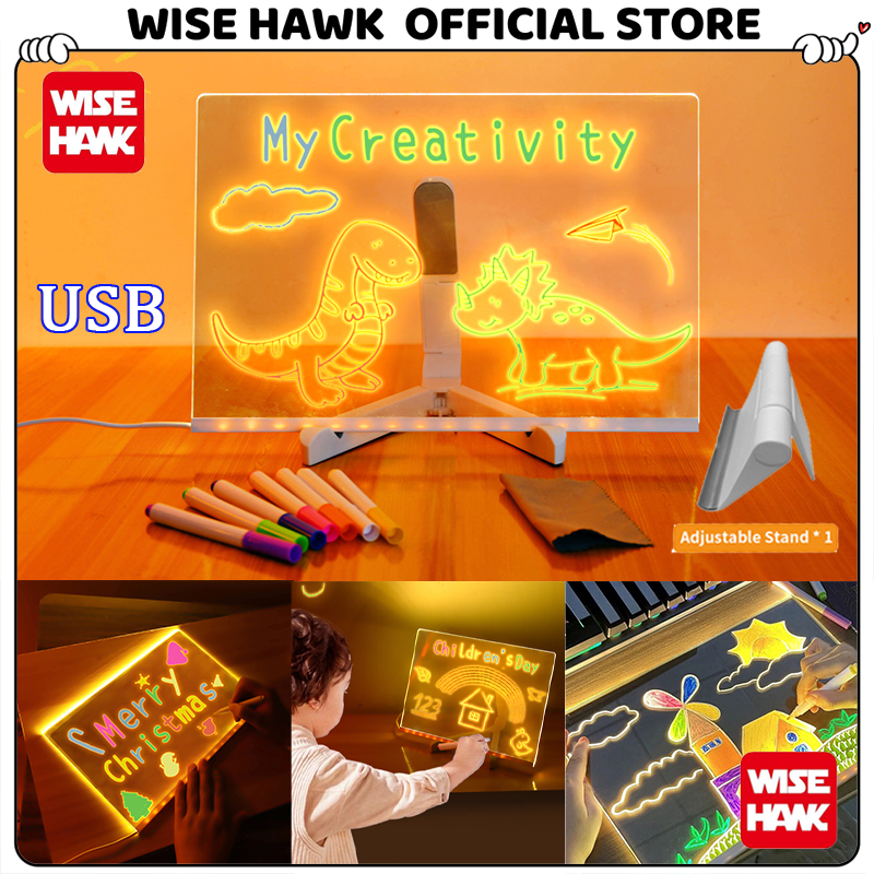 

WISEHAWK DIY Akrilik Drawing Papan LED Acrylic Planner List Board Melukis Berpendar untuk Mainan Edukasi Anak