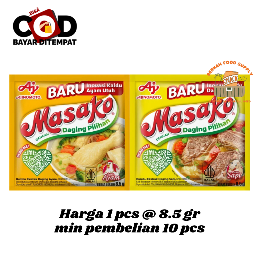 

[ BERKAH ] Masako Bumbu Kaldu Penyedap Rasa Sachet 8.5gr Ayam Sapi Bumbu Dapur Ajinomoto Bumbu Masak Instan Halal