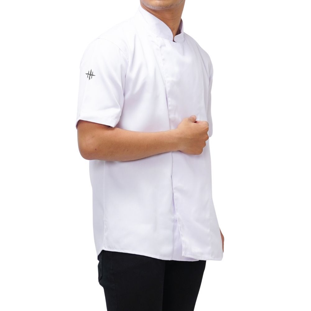 FK - Romain Basic Baju Chef Koki Lengan Pendek Putih Chef Jacket Short Sleeve / Chef Coat