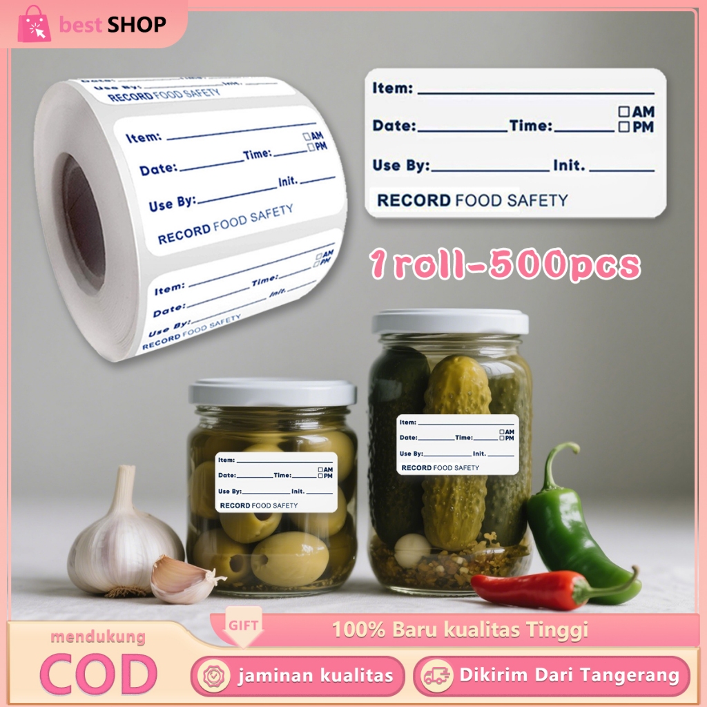

Stiker Label 500pcs Stiker Tanggal Kadaluwarsa Food Storage Label Stiker Label Produk Serbaguna