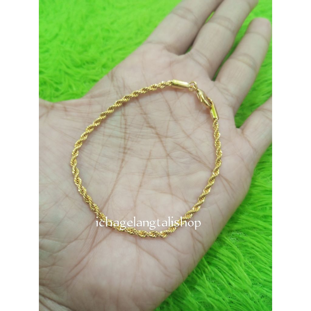 gelang Korea minimalis wrna gold titanium