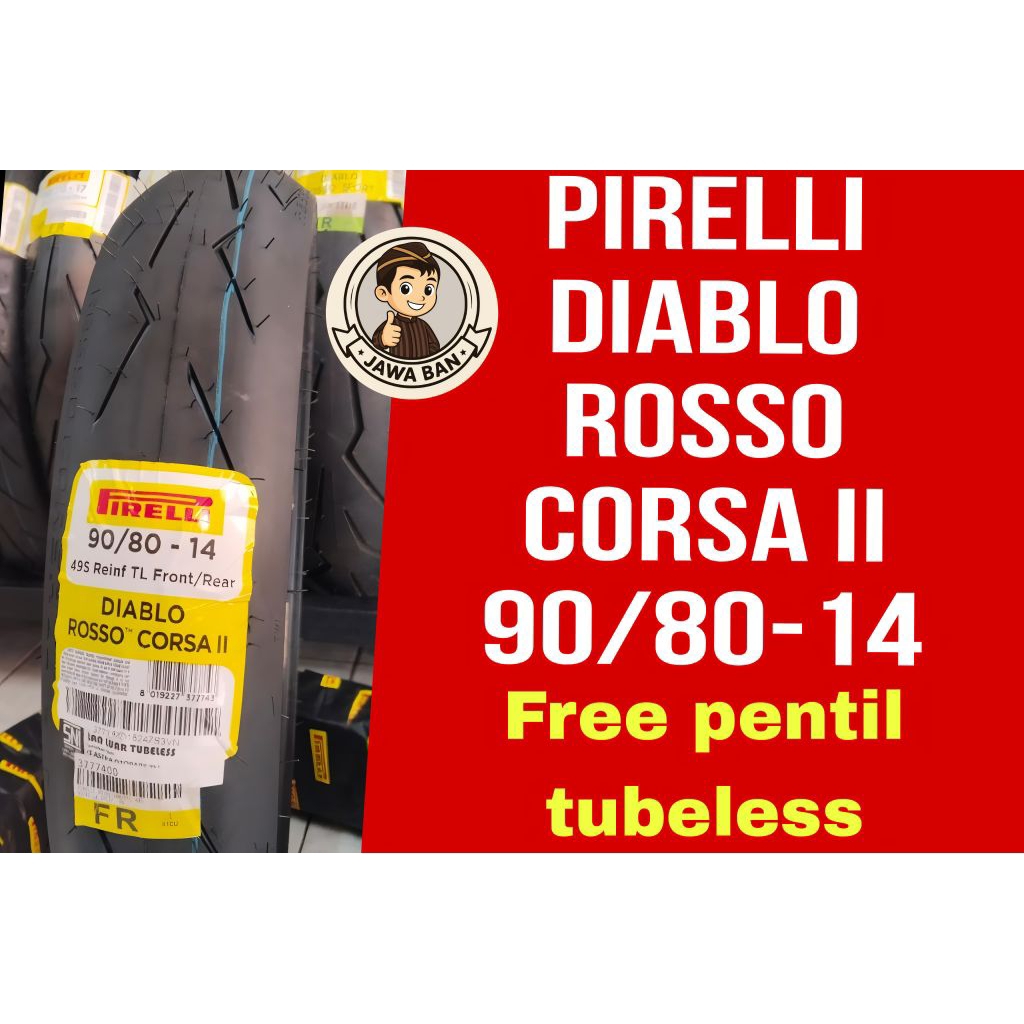 Pirelli diablo rosso corsa II uk 90/80-14 ban soft compound ring 14 tubeless
